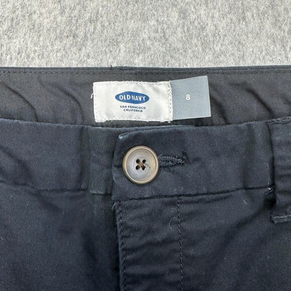 Old Navy Chino Shorts WMNS 8 Mid Rise Regular Fit Black Jack Button Zip Stretchy - Picture 5 of 6